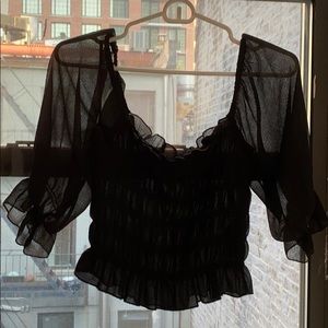 Urban Outfitters sierra sheer smocked cropped top